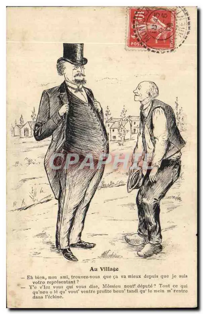 Im Dorf — Politische Karikatur — Verlag Alcide, Nr. 104 - Vorderseite