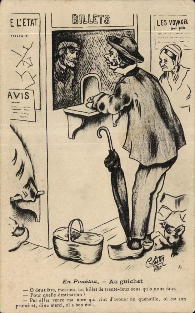 Em Ponéton — No guichê — Caricatura de C. Lutin, 1910 - Frente