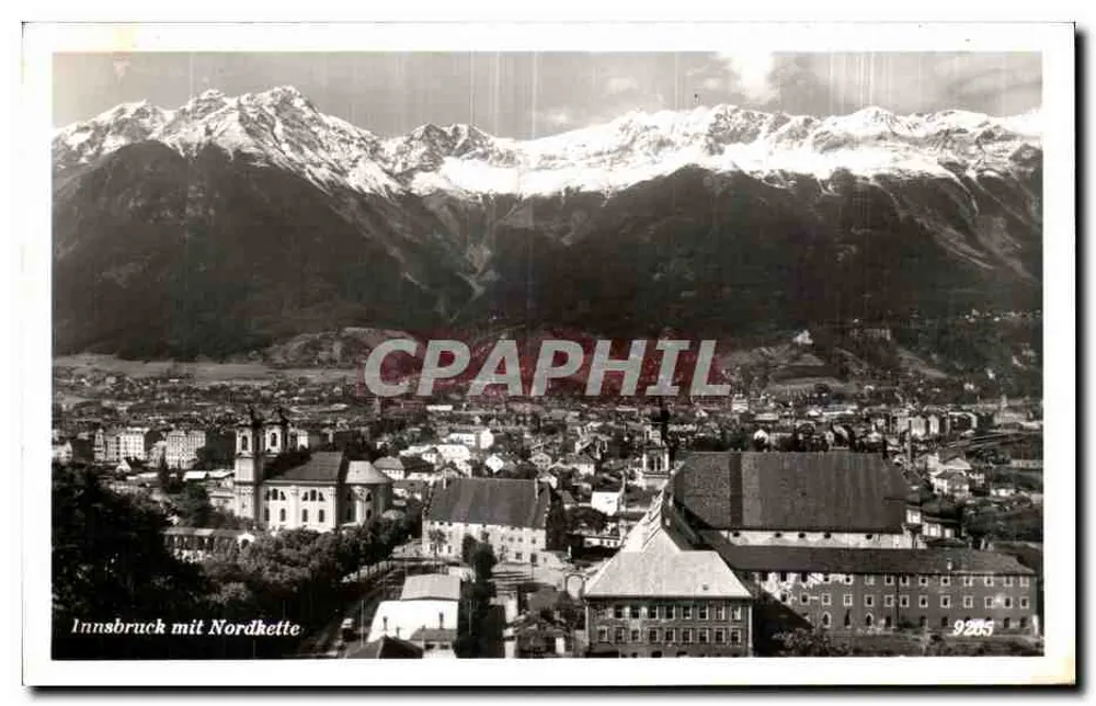 Innsbruck con la Nordkette — vista aerea — editore Innsbruck, n° 9265 - Recto