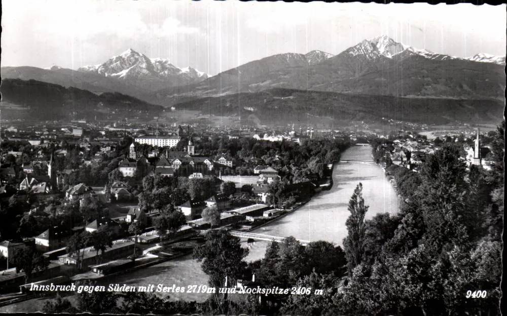 Innsbruck im Süden — mit den Gipfeln von Sertes (2719 m) und Nockspitze (2406 m) — Echle Photographie, Nr. 9400 - Vorderseite