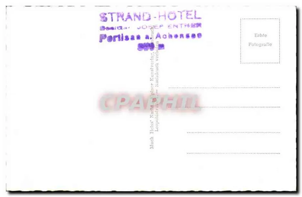Strandhotel Pertisau am Achensee — 930m Tirol — Verlag Leopold Heiss, Nr. 8552 - Rückseite
