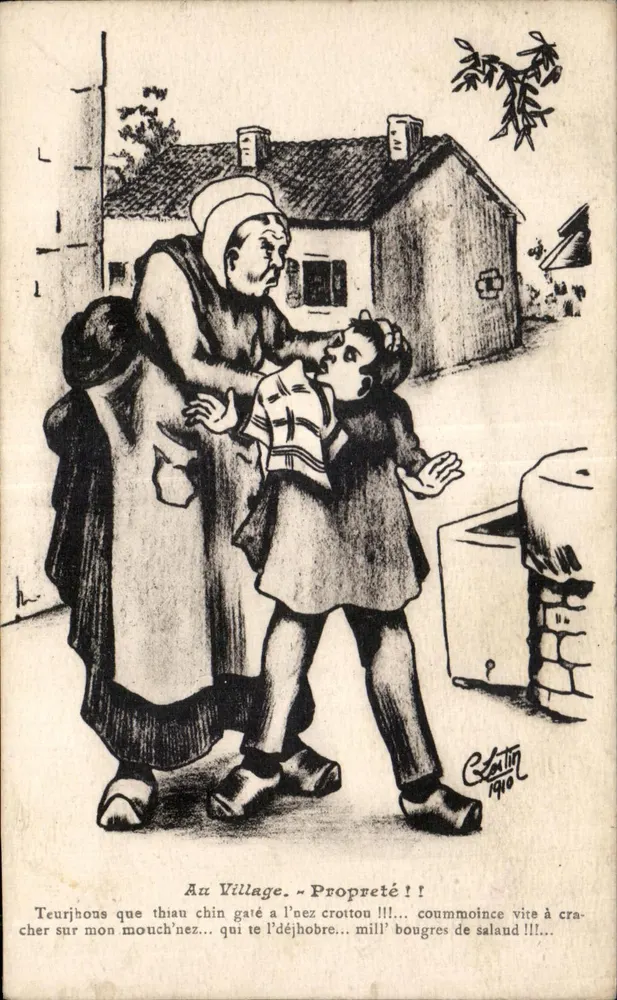 No Village — Limpeza! — Caricatura de C. Zanin, 1910 - Frente