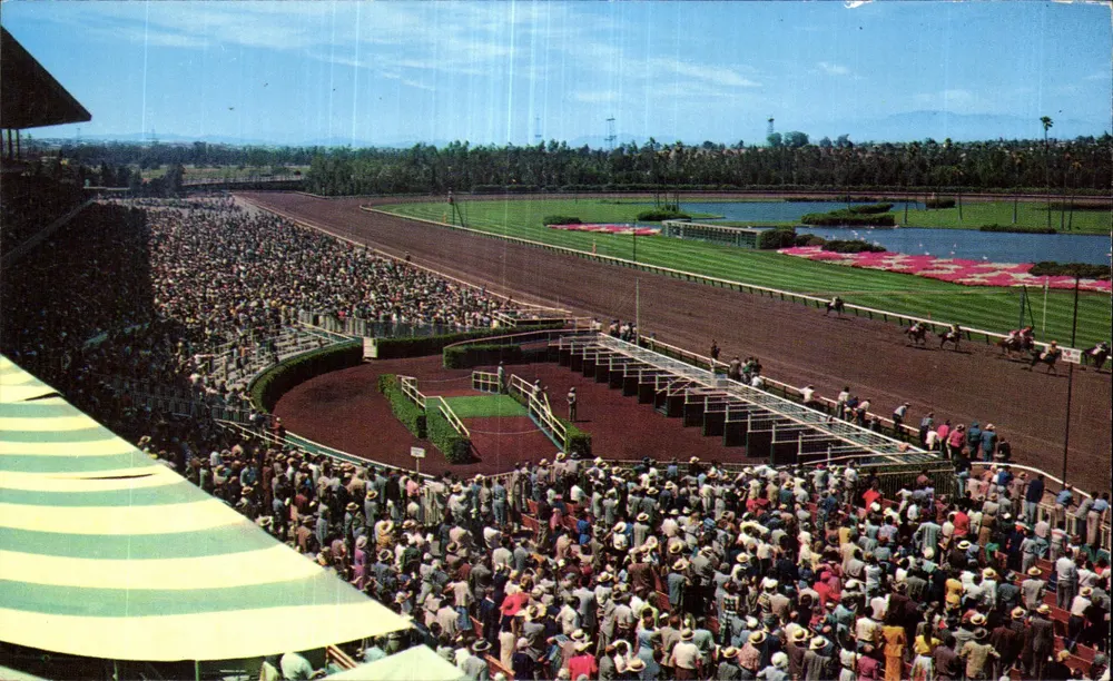 Hollywood Park Racetrack — Inglewood, Calif. — Vertrieben von 'Platichome' von Calumet & Sons, Ventura Blvd, Sherman Oaks, Calif. - Vorderseite