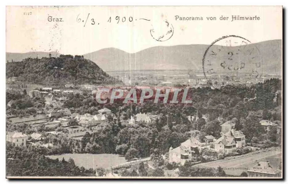 Graz — Panorama vanaf de Hilmwarte — Deutsch's Postkartenverlag, Wien L. - Voorkant