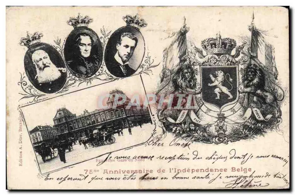 75ème Anniversaire de l'Indépendance Belge — Gare du Nord — Édition A. Durr, Bruxelles - Vorderseite