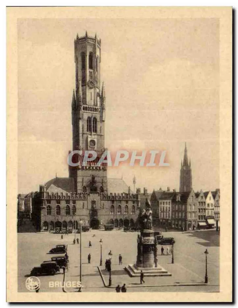 Bruges — Place du Marché com a Belfry — editor não indicado, número de série não visível - Frente