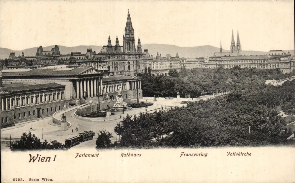 Ansicht von Wien — Parlament, Rathaus, Franzenring, Votivkirche — Wien I, Serie Wien, Nr. 6793 - Vorderseite