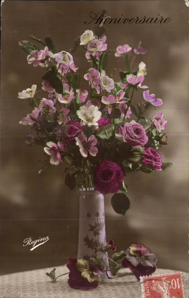 Arranjo de flores — Aniversário — Regina - Frente