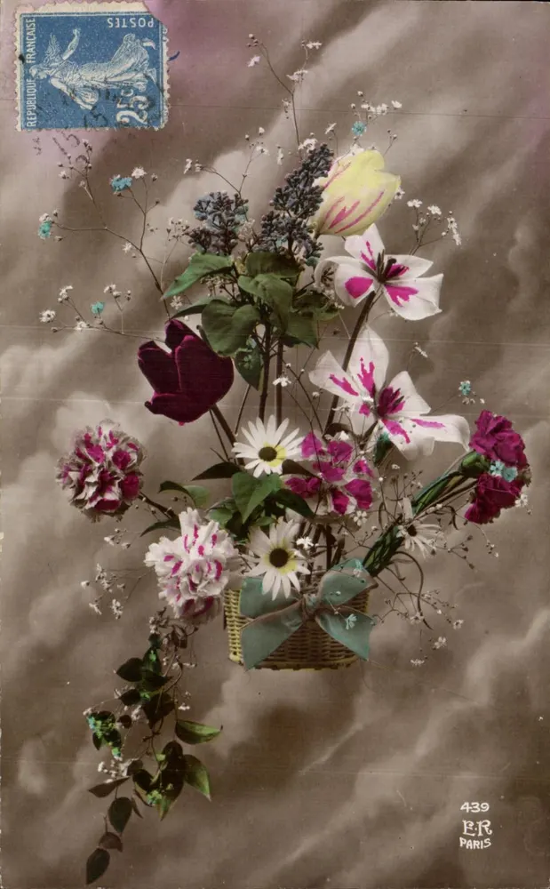 Arranjo de flores — editor E.R. Paris, n° 439 - Frente
