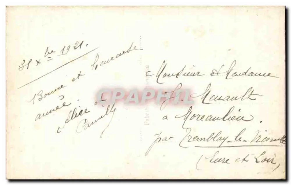 Arranjo de flores — editor E.R. Paris, n° 439 - Verso