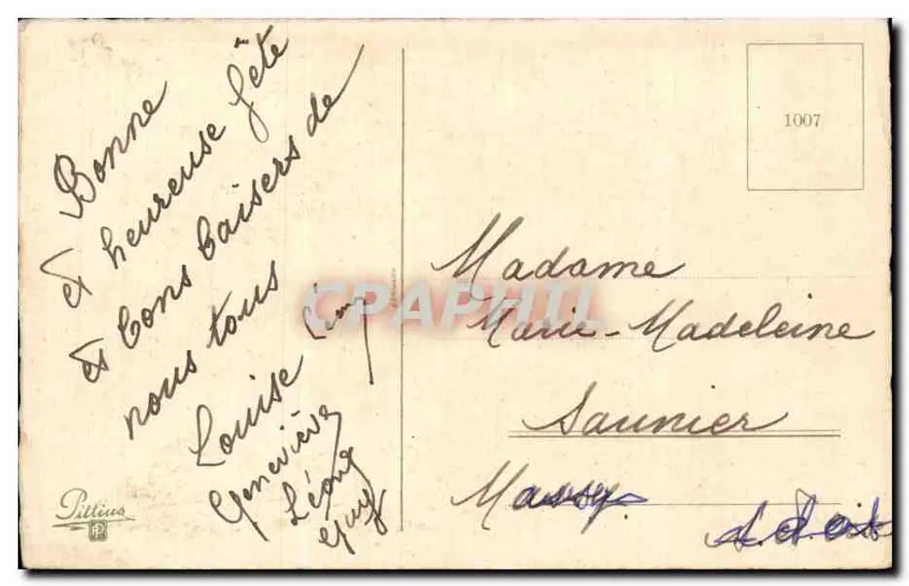 Buntes Blumenbouquet — 'Gute Feier' — Verlag Pitilico, Nr. 1007 - Rückseite