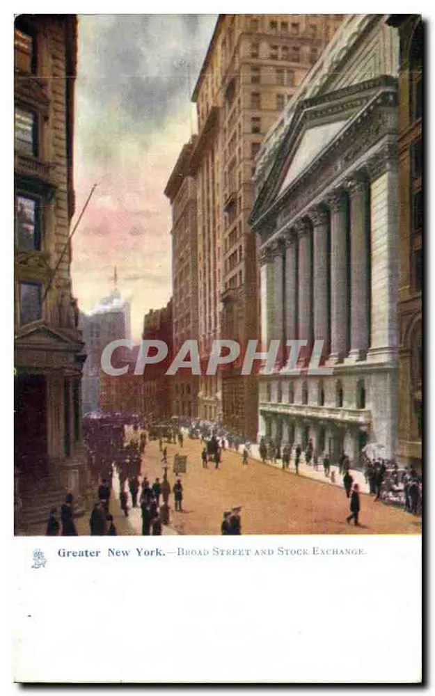 Greater New York — Broad Street and Stock Exchange — Raphael Tuck & Sons - Vorderseite