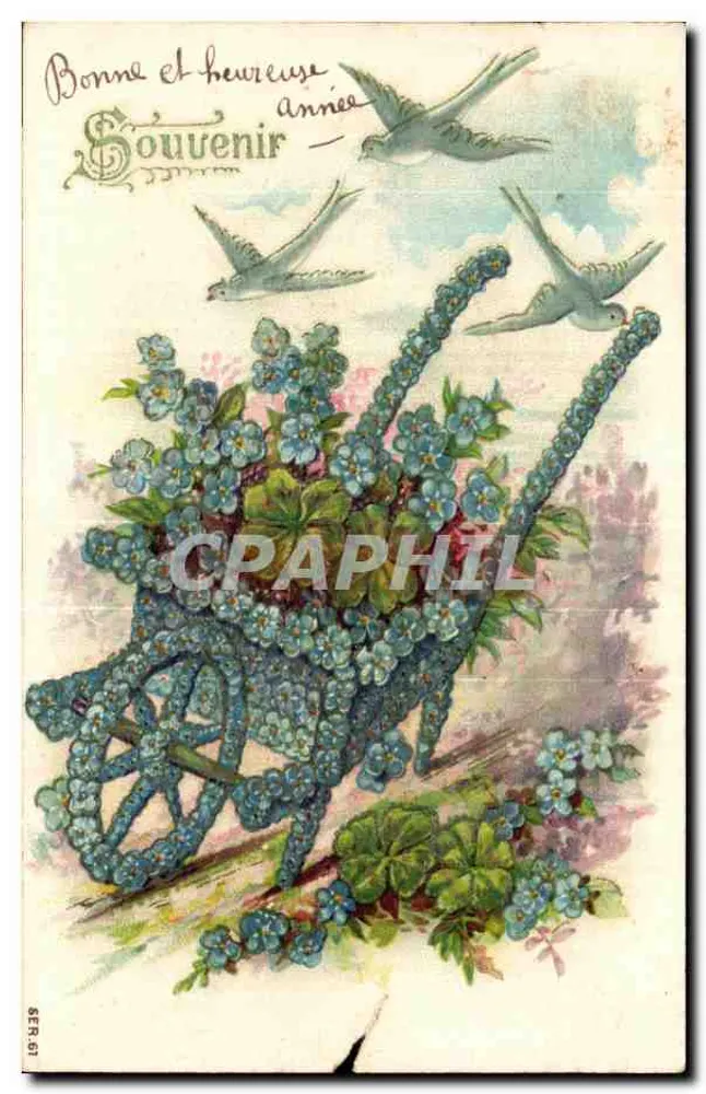 Pousse de fleurs bleues — chariot décoratif — éditeur SER.61 - Frente