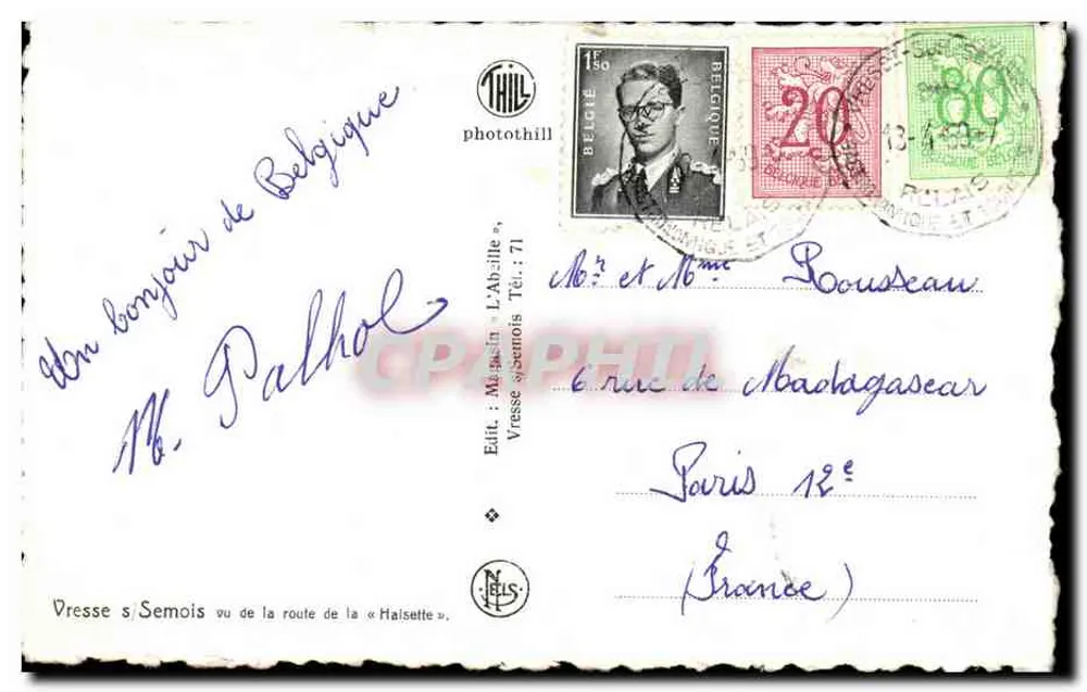 Vresse-s/Semois — Ansicht der Straße der « Haisette » — Verlag Thil - Rückseite