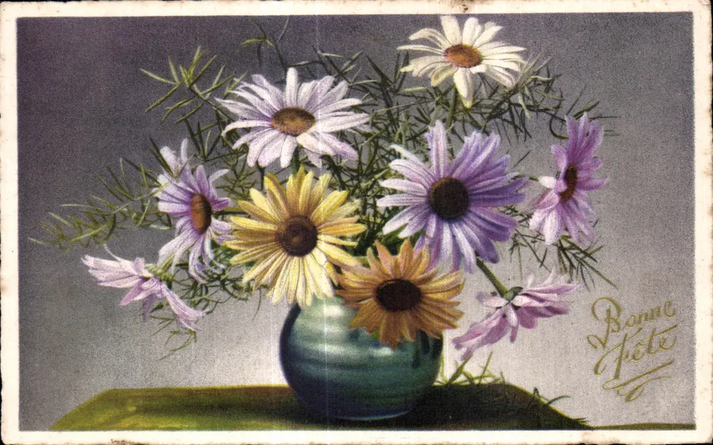 Bouquet van gekleurde margeriten — Gelukkige verjaardag — 4131 - Voorkant