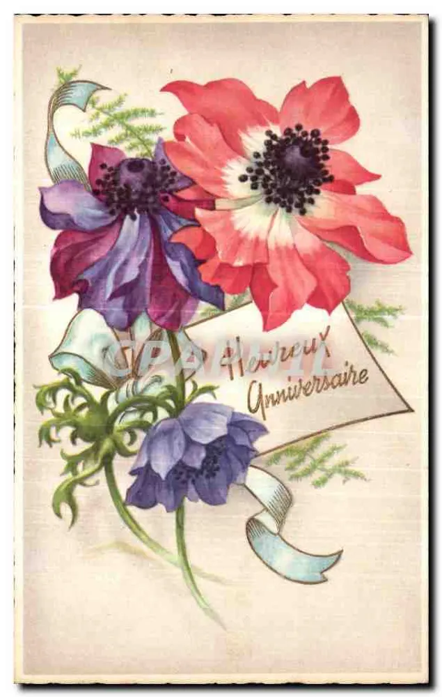 Arranjo de flores — Aniversário — M.D. Paris, série n°3720 - Frente