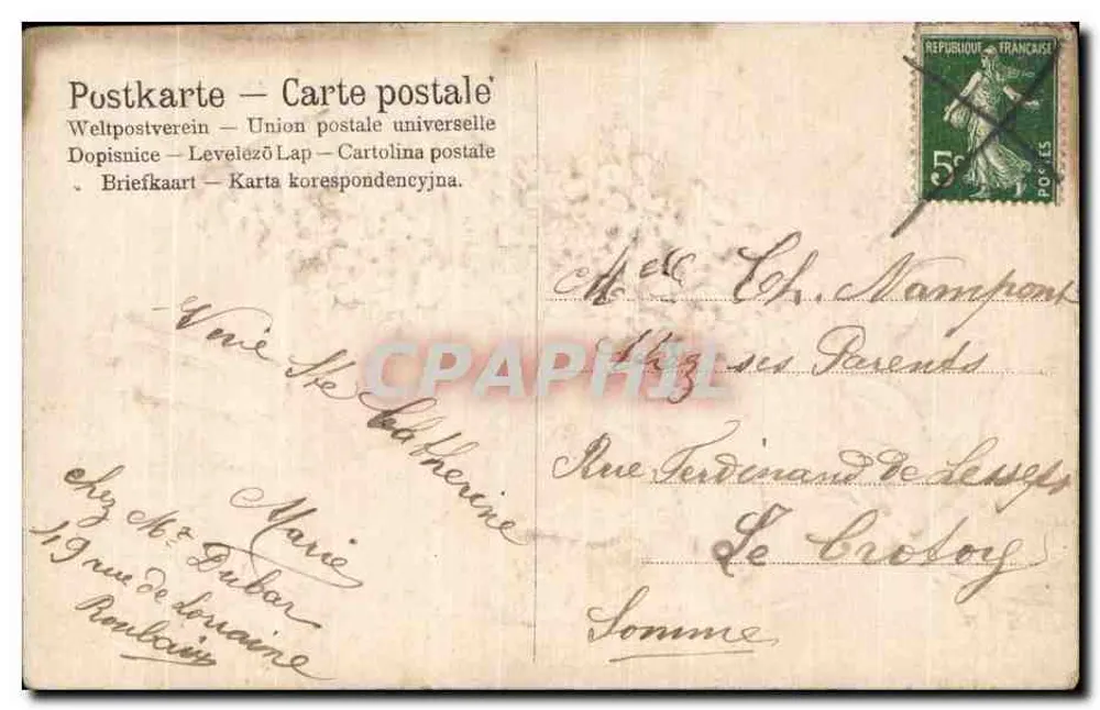 Lilas — Carta de felicitações — Editor desconhecido - Verso
