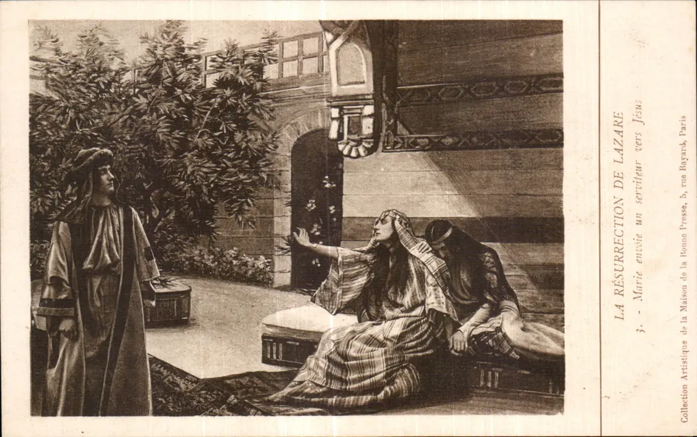 Die Auferstehung des Lazarus — Maria sendet einen Diener zu Jesus — Collection Artistique de la Maison de la Bonne Presse, 3, rue Bayard, Paris - Vorderseite