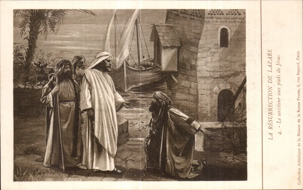 Die Auferstehung des Lazarus — Der Diener an den Füßen Jesu — Künstlerische Sammlung der Maison de la Bonne Presse, 5, rue Bayyoud, Paris - Vorderseite