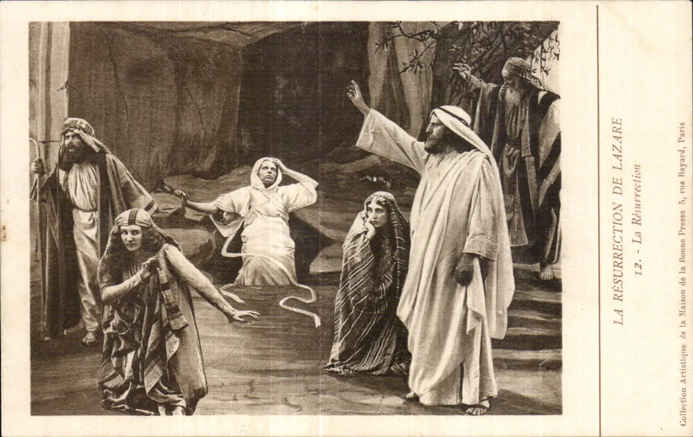 A Ressurreição de Lázaro — cena teatral — Coleção Artística da Maison de la Bonne Presse, Paris - Frente