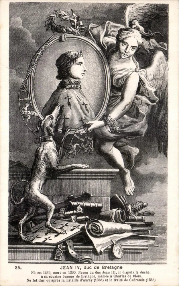 Jean IV, duque da Bretanha — gravura histórica — F. Chapeau, editor Nantes - Frente