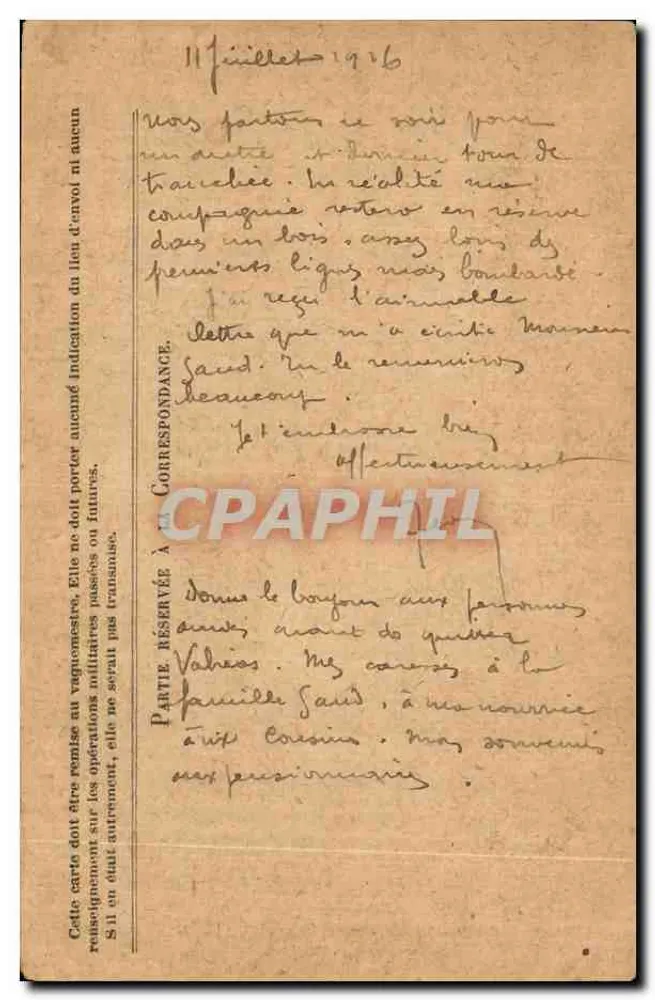 Korrespondenz der Armee der Republik — Freiporto — Absender in Operationen — Adresse an Valrias (Vandœuvres) - Rückseite