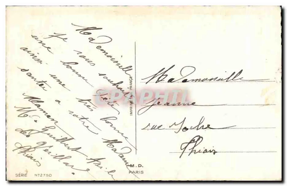 Lilas brancos — Carta de vœux — Impressora M.D. Paris, série N°2750 - Verso