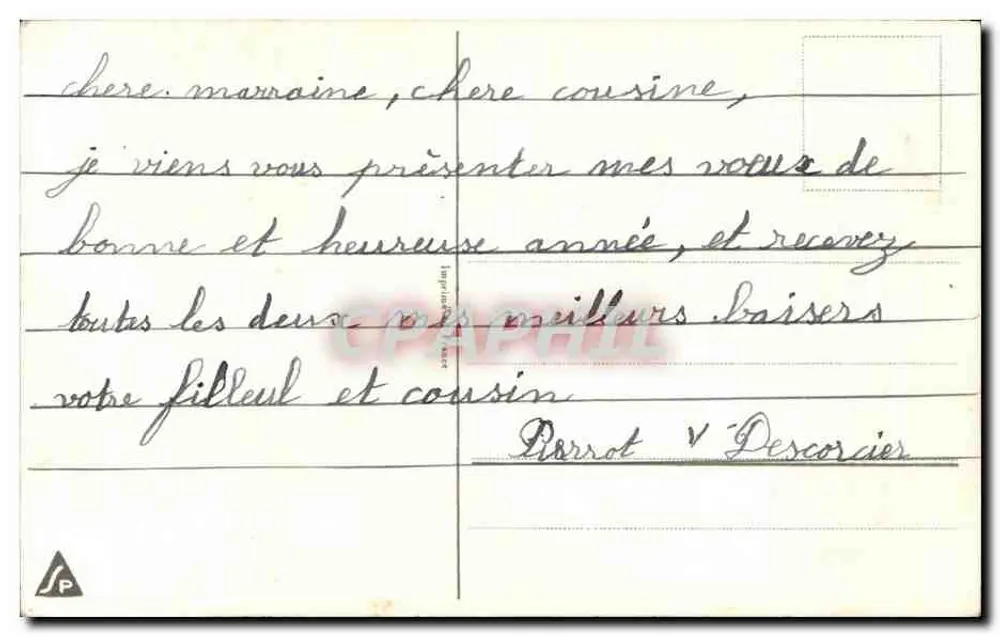 Castelo nevado — decoração de rosas e visco — carta de boas-vindas - Verso