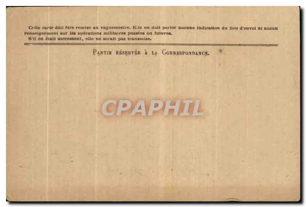 Korrespondenz der Armee der Republik — Freiporto-Karte — Modell Nr. 2 - Rückseite