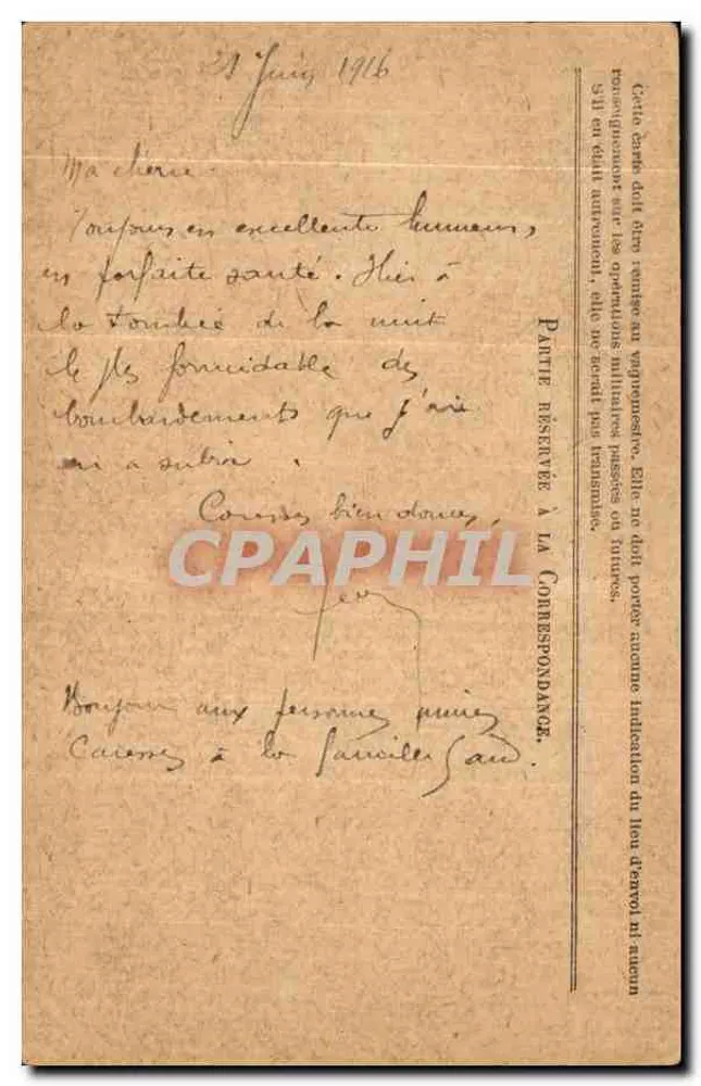 Korrespondenz der Armee der Republik — Freiporto — Versand aus Valréas (Vaucluse) um 1916 - Rückseite