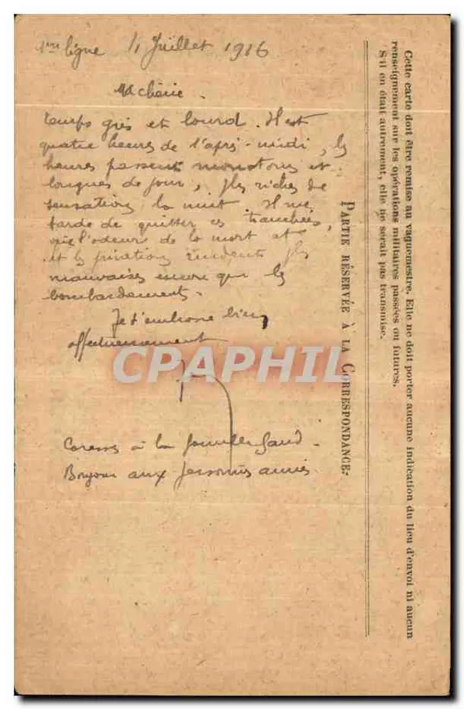 Korrespondenz der Armee der Republik — Freiporto — Tresor Postes 7 IL 142 - Rückseite