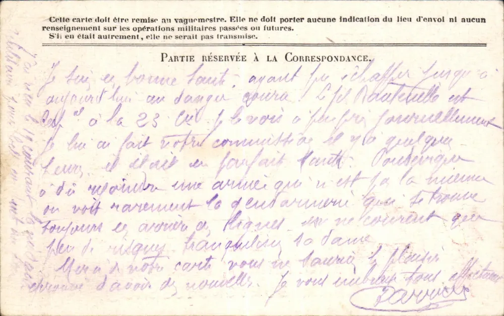 Korrespondenz der Armee der Republik — Freiporto-Karte — Absender: Carrédu (24. Eskadron) — Empfänger: M. Borthelot - Vorderseite