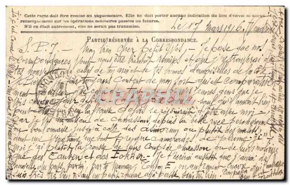 Correspondance der Armées der Republik — Schützengraben 16 — Verlag Stern - Rückseite