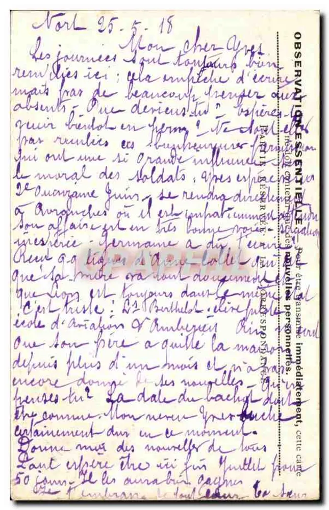 Korrespondenz der Armee der Republik — Französische-Britische Fahnen — Verlag nicht sichtbar - Rückseite