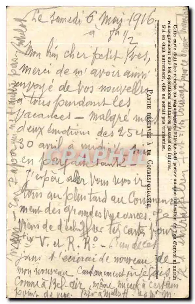 Correspondenz der Armee der Republik — Freikarte — Postsektor Nr. 16 — Côtes-du-Nord - Rückseite
