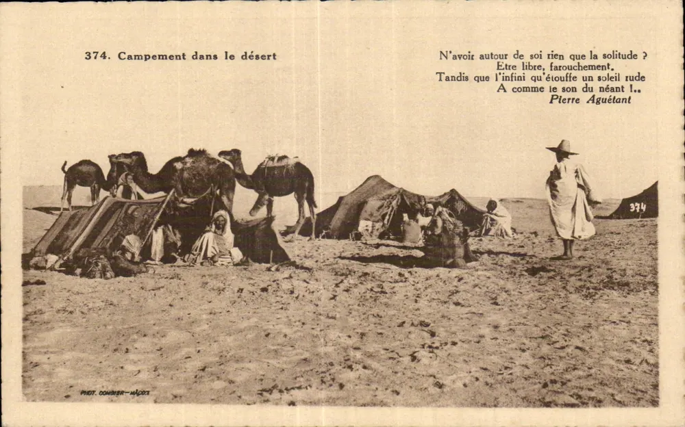 Acampamento no deserto — n° 374 — Fot. Combier-Magot - Frente