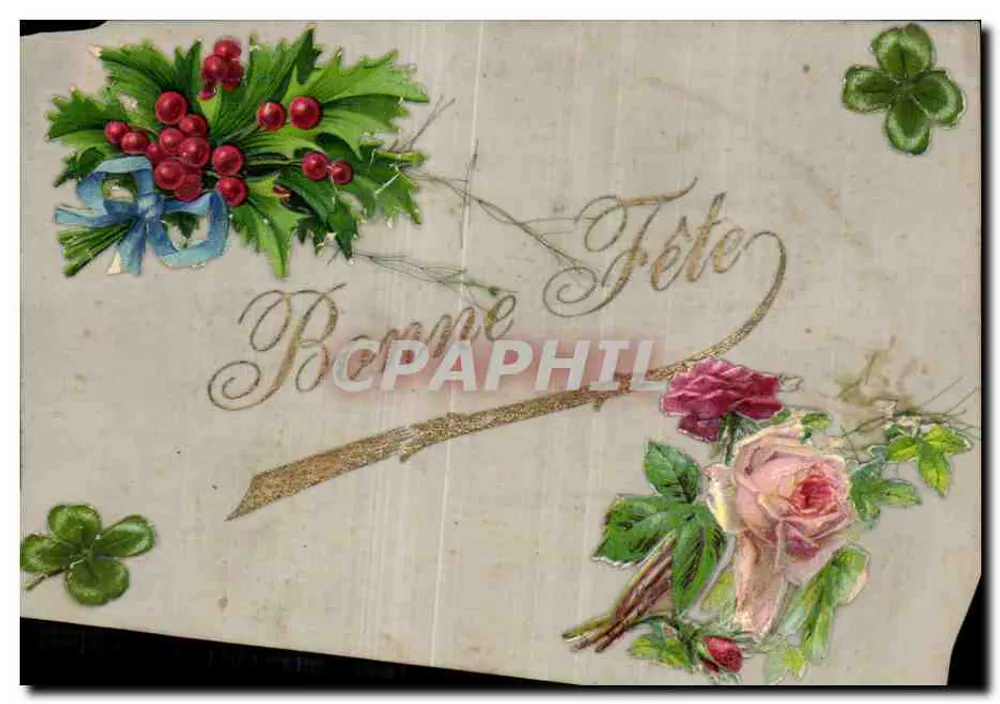 Bom Aniversário — decorações florais e de hortência — editor desconhecido - Frente