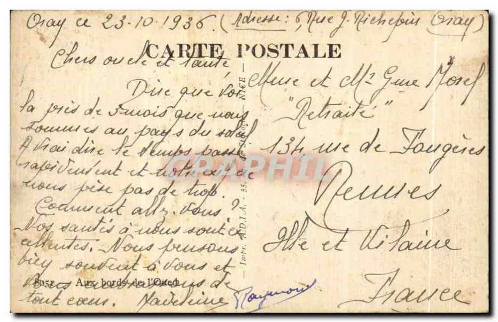 Aux bords de l'Oued — Touggourt, Algérie — série 8051 - Verso