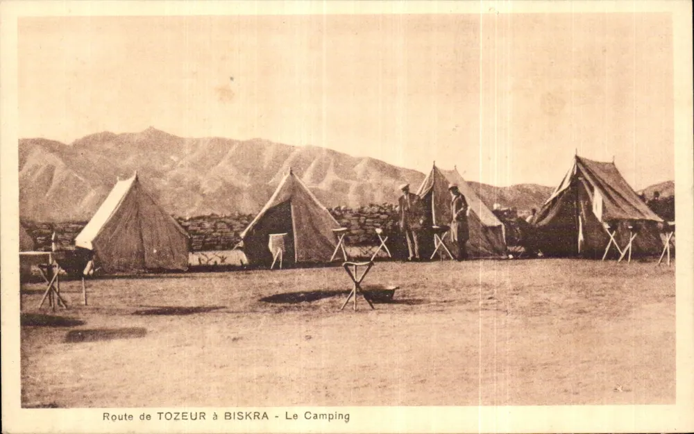 Route von TOZEUR nach BISKRA - Der Campingplatz — Verlag Voyages Highroad Frères, Tunis - Vorderseite