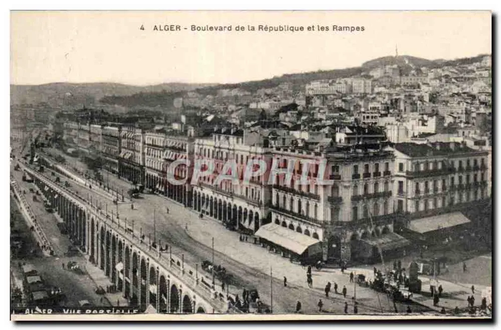 Algier — Boulevard de la République und die Rampes — Teilansicht — Verleger: Alger, n°4 - Vorderseite