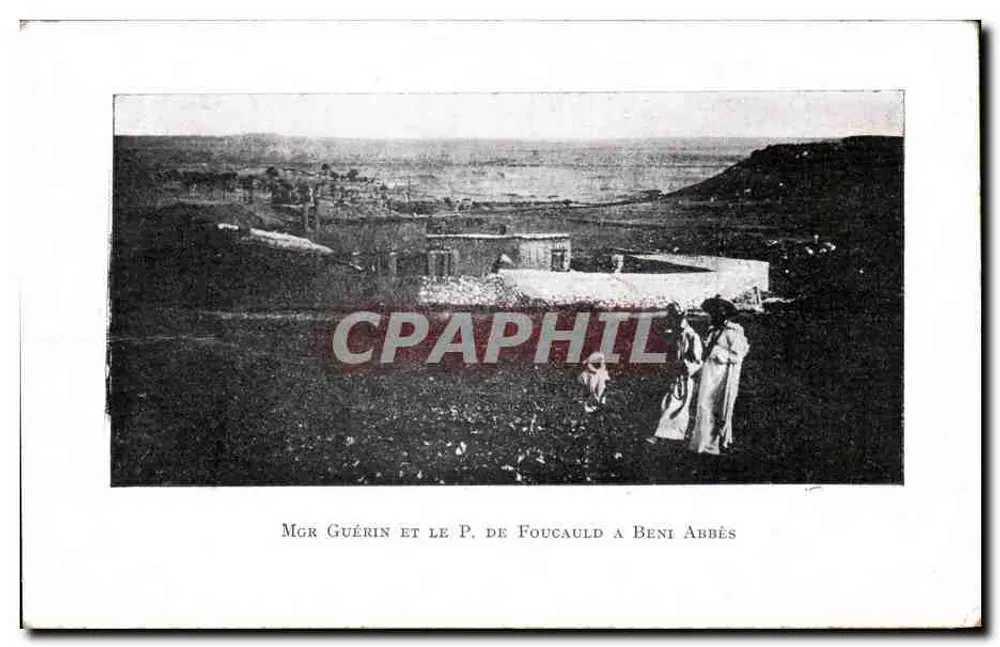 Mgr Guérin und der P. de Foucauld in Beni Abbès — Verlag auf der Karte gedruckt - Vorderseite