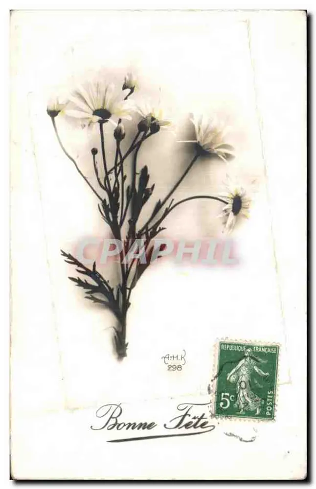 Flores de margaridas secas — Carta de voto — Editor A.H.R. n°298 - Frente