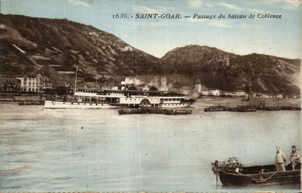 Saint-Goar — Passagem do navio de Coblença — editor não identificado, n° de série 1636 - Frente