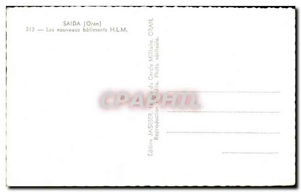 Saida (Oran) — Die neuen H.L.M.-Gebäude — Ausgabe JASEDER, Nr. 312 - Rückseite