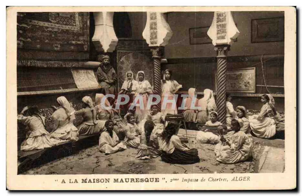 A LA MAISON MAURESQUE — atelier de tissage — éditeur IMPRIMÉ SUR LA CARTE : 2ème Impasse de Chartres, ALGER - Vorderseite