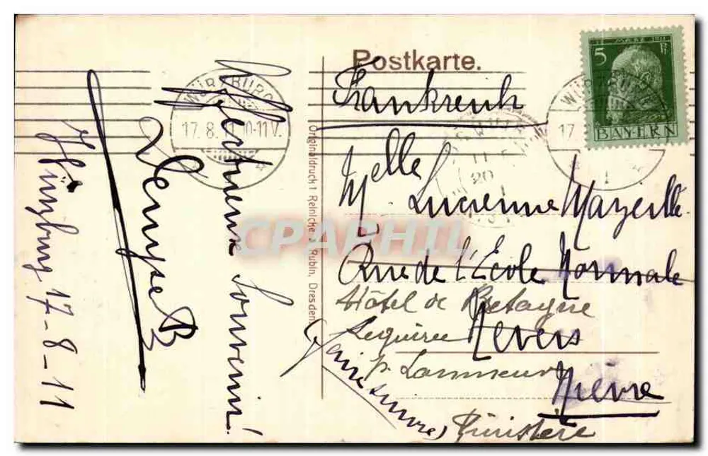 Würzburg — vista panorâmica desde o Käppele — editor não identificado, n° 38241 - Verso