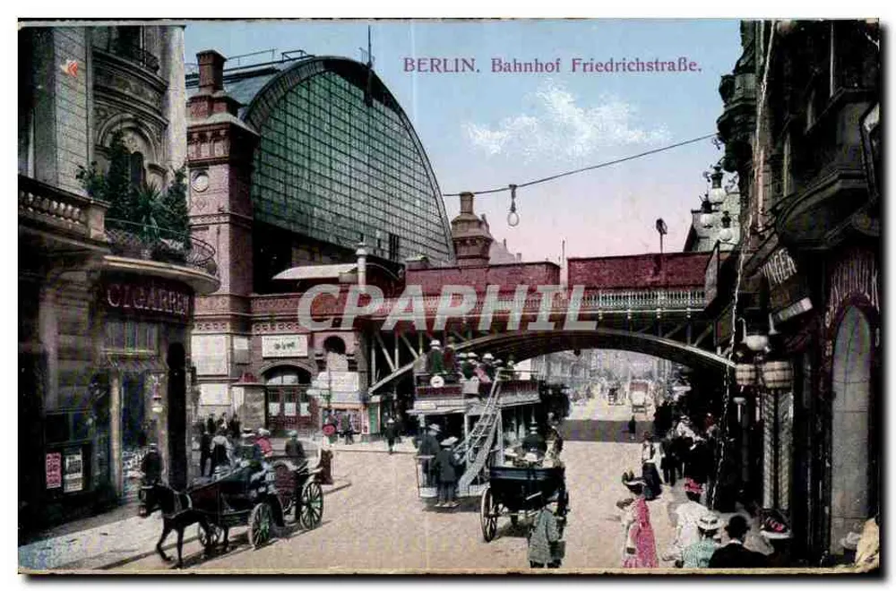 Berlin. Bahnhof Friedrichstraße — Gare avec toit en verre et passage couvert, éditeur S. & G. S.I.B. n° 205/61 - Frente