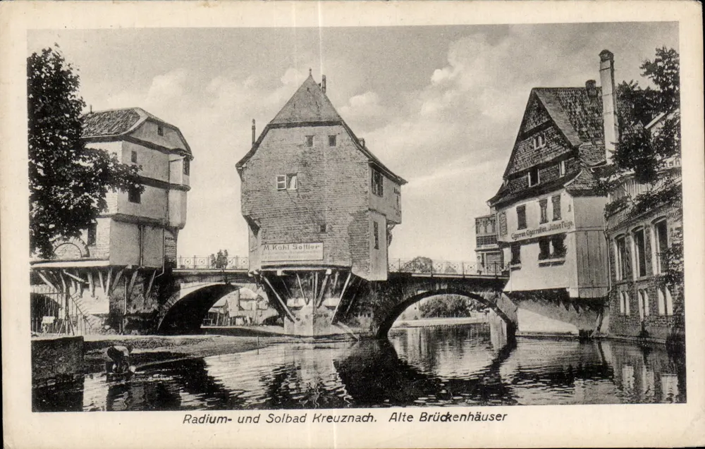 Kreuznach — Radium- und Solbad Kreuznach. Alte Brückenhäuser — A. Kohl Söhler - Vorderseite