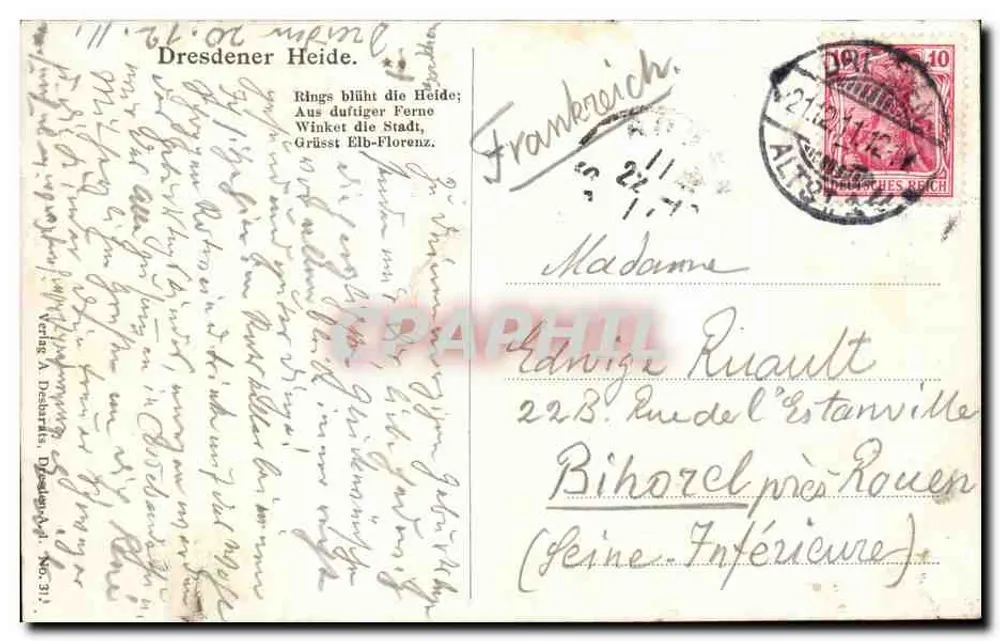 Dresdener Heide — vista panorâmica — editor A. Desburet, n°31 - Verso