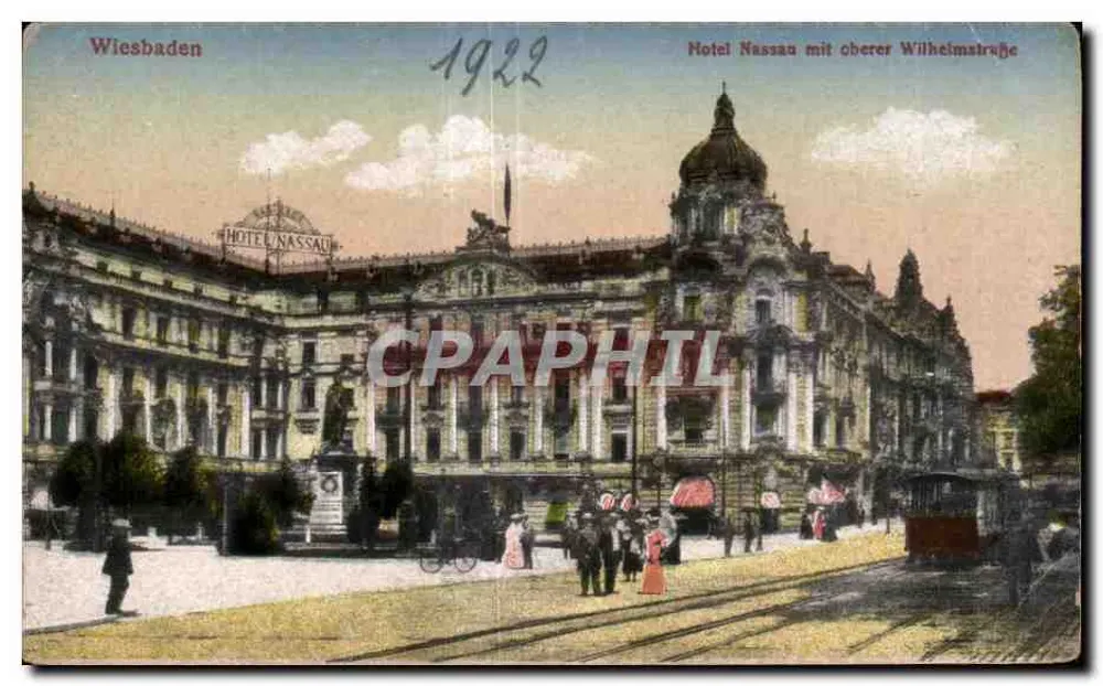 Wiesbaden — Hotel Nassau com a Wilhelmstraße — editor não visível - Frente